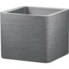 Pro Garden Bloempot Geribbeld Vierkant 38.5 X 38.5 X 33.5cm Lichtgrijs -Groene Hoek 1000047177