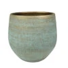 Steege Plantenpot - Keramiek - Blauw / Goudkleurig - 31 X 28 Cm -Groene Hoek 1000048217