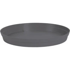 EDA Bloempot - Toscane - Onderschaal - Zwart - Kunststof - D28 Cm