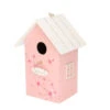 Boltze Vogelhuisje - Roze Met Wit Dak - Hout Nestkastje - 22 Cm -Groene Hoek 1000058172