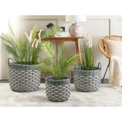 Beliani Plantenbak Voor Buiten GEFIRA - Wit Pe Rotan -Groene Hoek 1000059313 0103