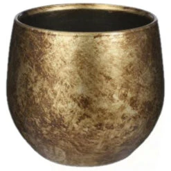 Mica Decorations - Plantenpot-bloempot - Terracotta - Goud - D19 En H17 Cm