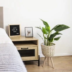 QUVIO Bloempot Geweven Op Driepoot - S -Groene Hoek 1000071730 0101