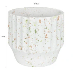 QUVIO Bloempot - Beton - Wit Met Gekleurde Spikkels 6 QUVIO Bloempot - Beton - Wit Met Gekleurde Spikkels -Groene Hoek 1000071734 0101