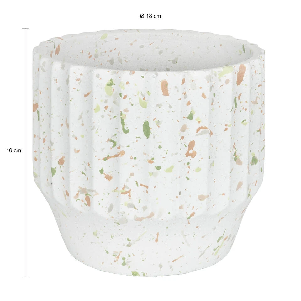QUVIO Bloempot - Beton - Wit Met Gekleurde Spikkels 5 QUVIO Bloempot - Beton - Wit Met Gekleurde Spikkels - Afbeelding 3