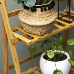 QUVIO Plantentrapje (3 Treden) Bamboe - Bruin -Groene Hoek 1000071743 0101