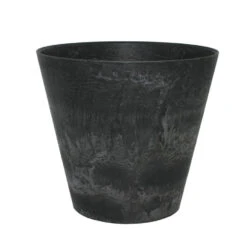 Ter Steege Plantenpot/bloempot - Natuursteen Look - Zwart - D22 X H 20 Cm