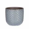 Plantenpot/bloempot Keramiek Blauw Stijlvol Patroon - D12 En H11 Cm -Groene Hoek 1000077015