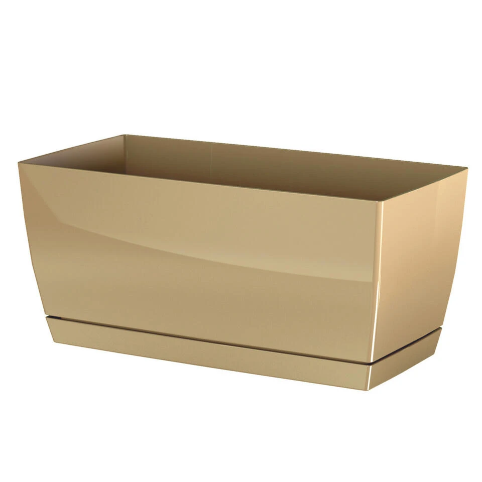 Prosperplast Plantenpot - Kunststof - Mat Goud - 24 X 12 X 11 Cm 3 Prosperplast Plantenpot - Kunststof - Mat Goud - 24 X 12 X 11 Cm