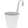 Merkloos Plantenpot Met Ophanghaak - Zink - Wit - Relief - D14 X H24 Cm -Groene Hoek 1000077470