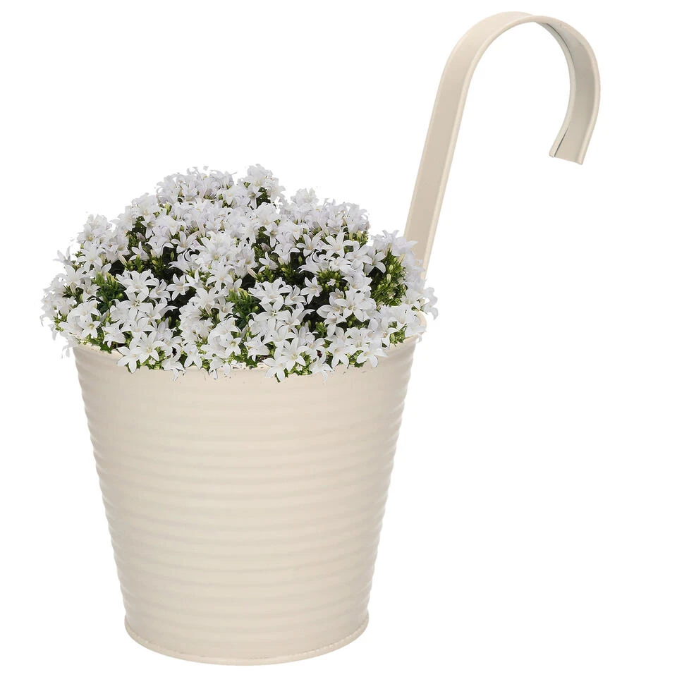 Merkloos Plantenpot Met Ophanghaak - Zink - Taupe - 14 X 12 X 24 Cm 4 Merkloos Plantenpot Met Ophanghaak - Zink - Taupe - 14 X 12 X 24 Cm - Afbeelding 2