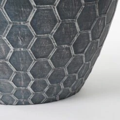 Mica Decorations Bravo Bloempot - H26 X Ø30,5 Cm - Honingraat - Zwart -Groene Hoek 1000077802 0102