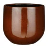 Mica Decorations Plantenpot - Keramiek - Bruin Glans - D25-H20 Cm -Groene Hoek 1000083021