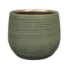 Steege Plantenpot - Keramiek - Donkergroen Stripes Relief - D18-H16cm -Groene Hoek 1000085622