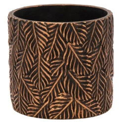 Mega Collections Plantenpot - Keramiek - Antraciet/brons - D18 Cm