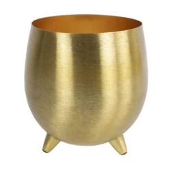 Countryfield Bloemen/plantenpot Vegas - Metaal/nikkel - Goud - D18 X H19 Cm