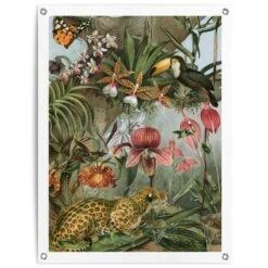 Tuinposter Jungle Flowers 80x60 Cm Groen