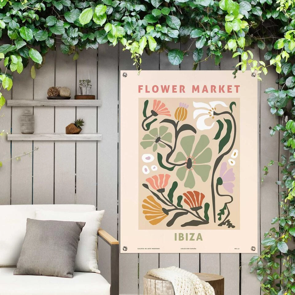 Tuinposter Flower Market 80x60 Cm Roze 4 Tuinposter Flower Market 80x60 Cm Roze - Afbeelding 2