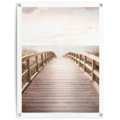 Tuinposter Brug Naar Het Strand 80x60 Cm Beige