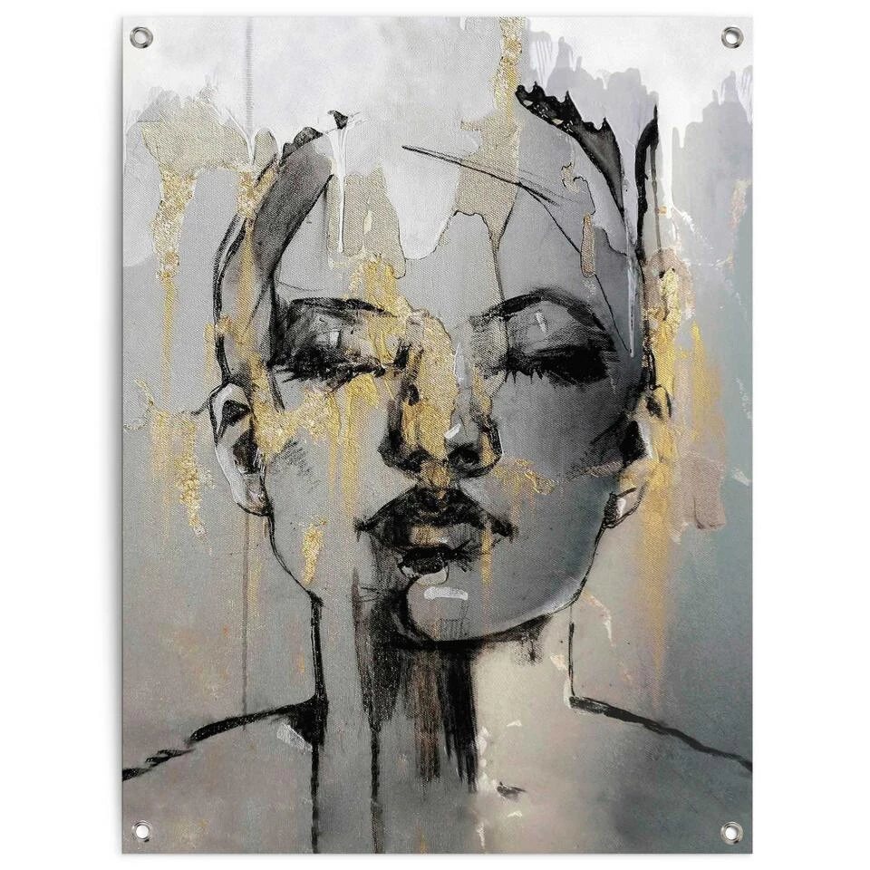 Tuinposter Golden Face 80x60 Cm Goudkleurig 3 Tuinposter Golden Face 80x60 Cm Goudkleurig