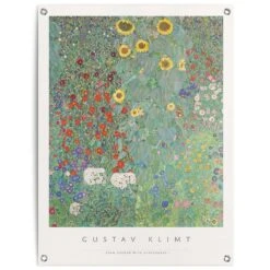 Tuinposter Gustav Klimt - Zonnebloemen 80x60 Cm Groen