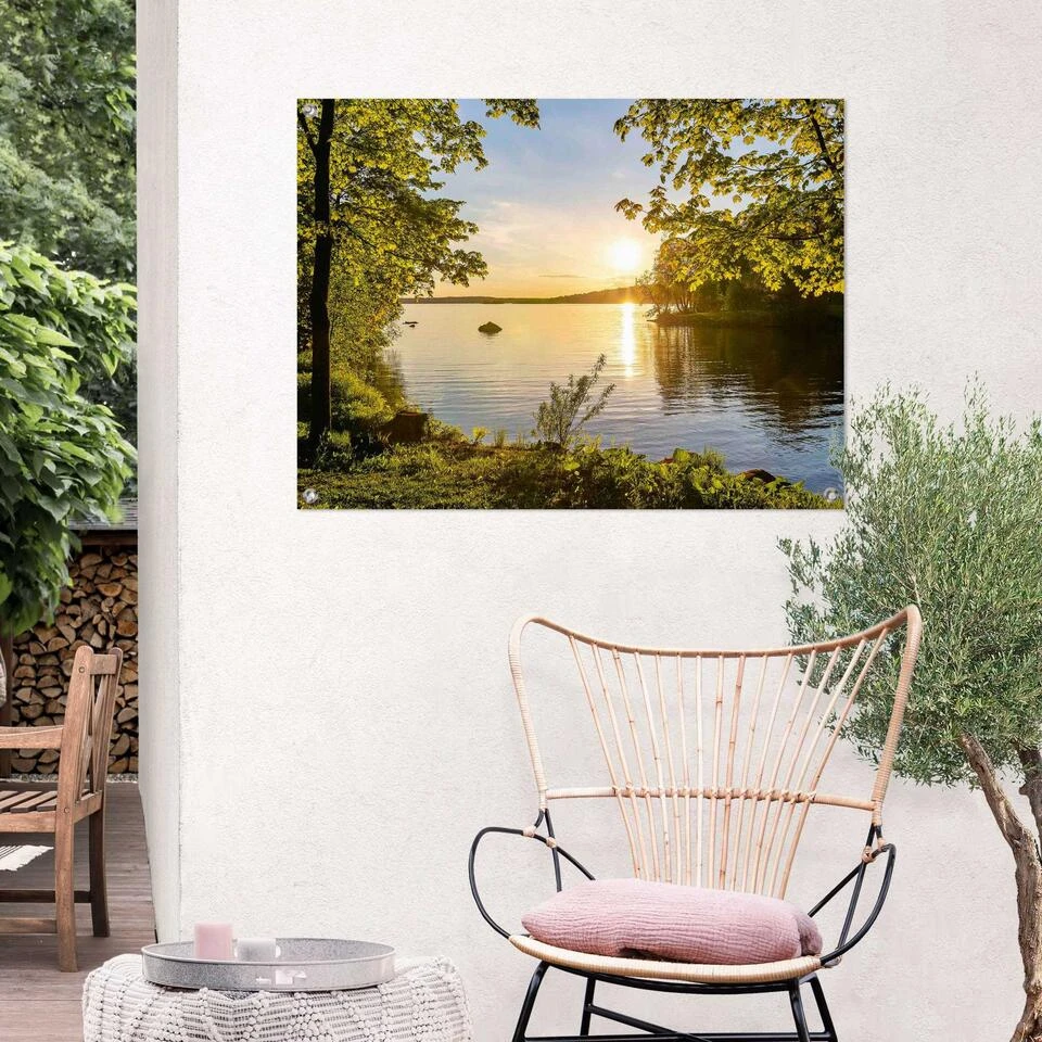 Tuinposter Zonsondergang Aan Het Meer 60x80 Cm Groen 4 Tuinposter Zonsondergang Aan Het Meer 60x80 Cm Groen - Afbeelding 2
