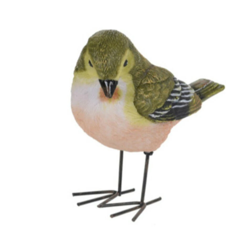Merkloos Decoratie Tuinbeeld Vogeltje - Groenling - Metaal - 10 Cm 4 Merkloos Decoratie Tuinbeeld Vogeltje - Groenling - Metaal - 10 Cm - Afbeelding 2