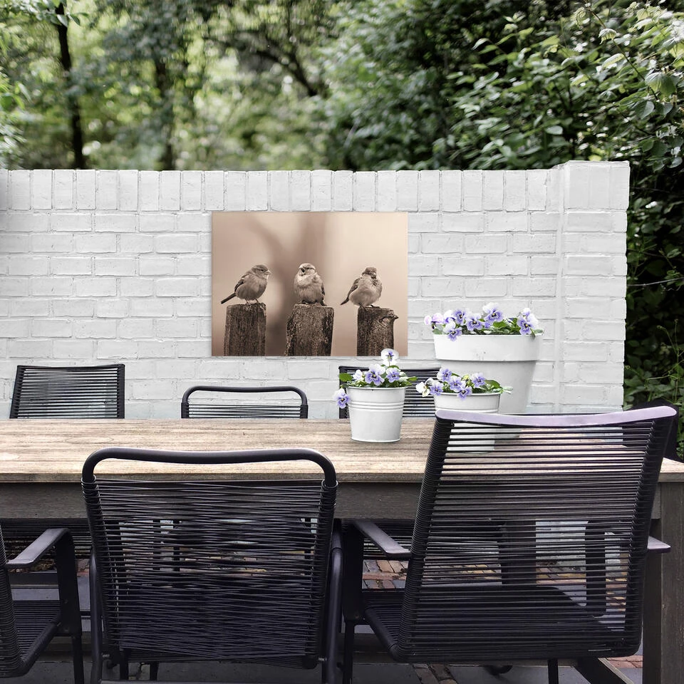 Art For The Home - Buitencanvas - Vroege Vogels - Sepia - 50x70cm 4 Art For The Home - Buitencanvas - Vroege Vogels - Sepia - 50x70cm - Afbeelding 2