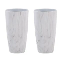 Beliani Plantenbak Voor Buiten LIMENARI - Wit Stenenmix