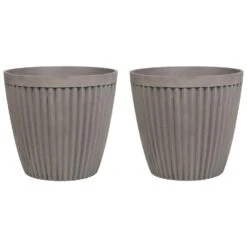 Beliani Plantenbak Voor Buiten POKA - Grijs Stenenmix, Polyresin