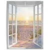 Tuinposter Zonsondergang Door Het Raam 80x60 Cm Beige -Groene Hoek 1000096666