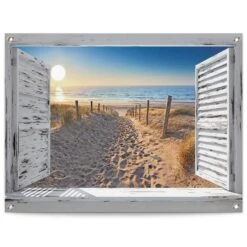 Tuinposter Duinpad Door Het Raam 60x80 Cm Beige