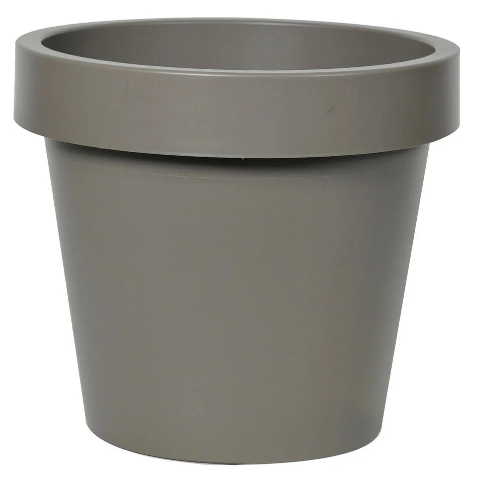 Mega Collections Plantenpot/bloempot - Kunststof - Taupe - D35 Cm 3 Mega Collections Plantenpot/bloempot - Kunststof - Taupe - D35 Cm