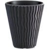 Prosperplast Plantenpot Sand Waves - Kunststof - Antraciet - D35 Cm -Groene Hoek 1000097858