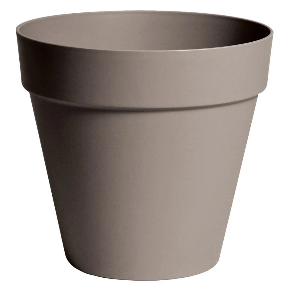 Mega Collections Plantenpot/bloempot - Kunststof - Taupe - D29 Cm 3 Mega Collections Plantenpot/bloempot - Kunststof - Taupe - D29 Cm