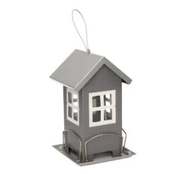 Merkloos Vogelvoederhuisje - Metaal - Antraciet - 19 Cm - Voederplek -Groene Hoek 1000099430 0101