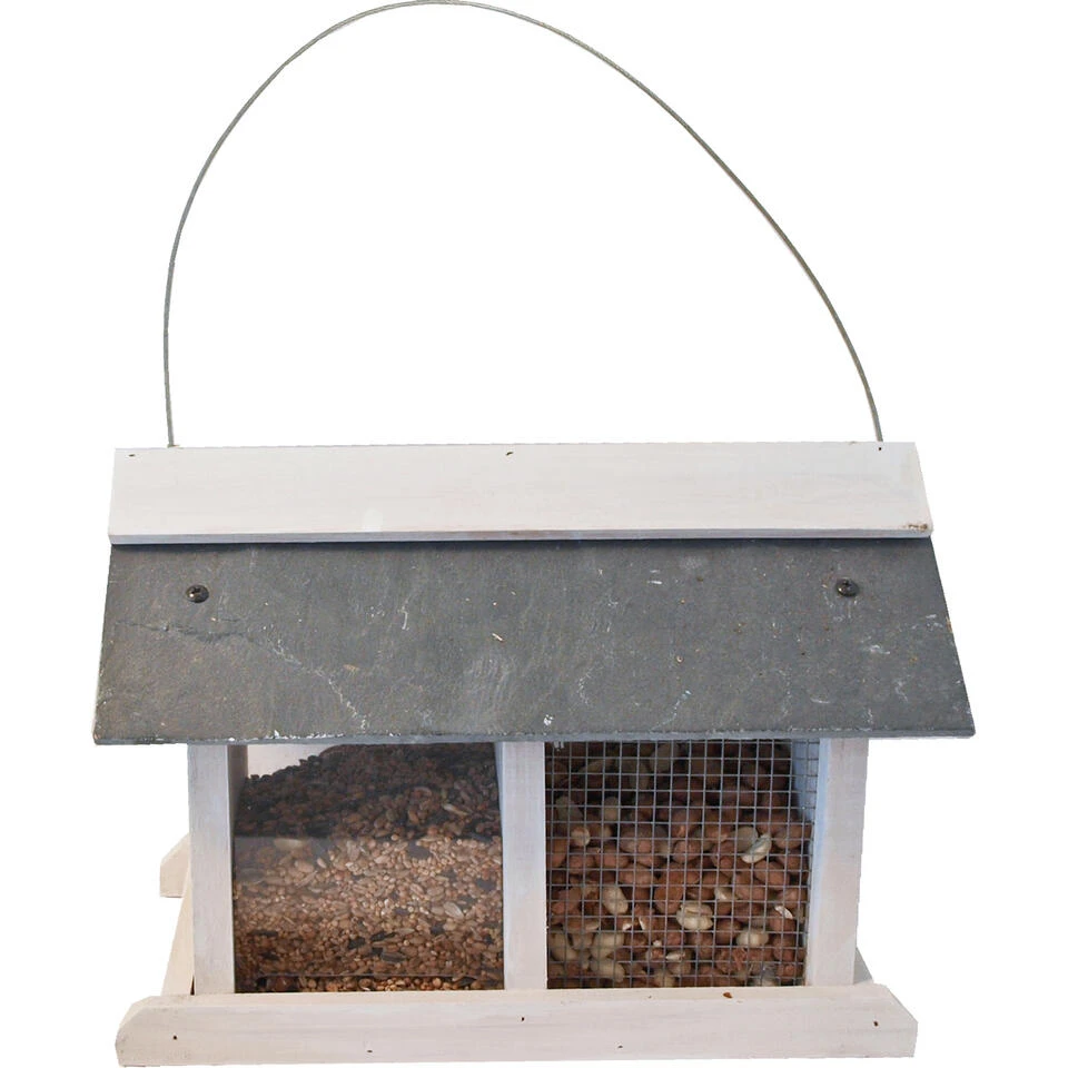 Boon Vogelhuisje-voederhuisje - Hout-leisteen - Wit - Met Twee Vakken - 31 Cm 4 Boon Vogelhuisje-voederhuisje - Hout-leisteen - Wit - Met Twee Vakken - 31 Cm - Afbeelding 2