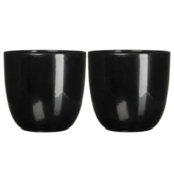 Mica Decorations Bloempot - Zwart - Keramiek - Glanzend - 19 X 18 Cm -Groene Hoek 1106027d1481439db5e2715f80bd12bf