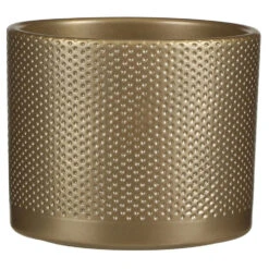 Mica Decorations Bloempot - Goudkleurig - Relief - Keramiek - 14 Cm