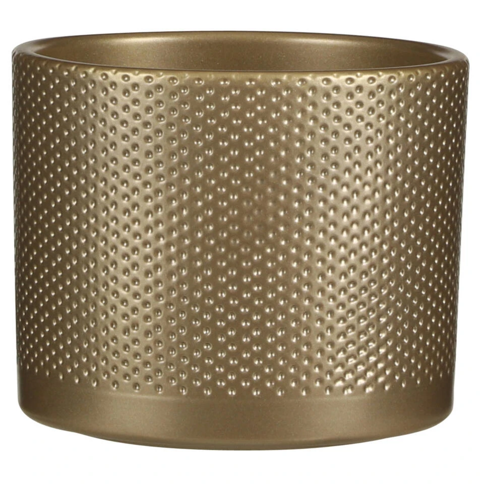 Mica Decorations Bloempot - Goudkleurig - Relief - Keramiek - 14 Cm 3 Mica Decorations Bloempot - Goudkleurig - Relief - Keramiek - 14 Cm