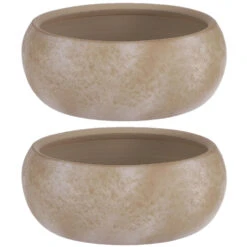 Mica Decorations Bloempot - Schaal - Creme Stone - Keramiek - 28 Cm -Groene Hoek 1384117706 0102