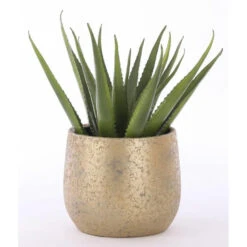 Mica Decorations Bloempot - Goudkleurig - Keramiek - 16 X 13 Cm -Groene Hoek 1390080807 0102
