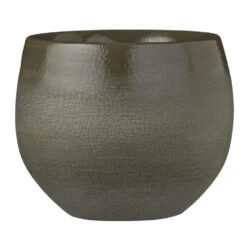 Mica Decorations Bloempot - Donkergroen - Keramiek - 16 X 13 Cm