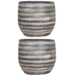 Floran Bloempot Lena - Bruin - Mat - Geribbeld - Keramiek - 17 X 14 Cm -Groene Hoek 145361f4e20a4605be53d48d6740c80f