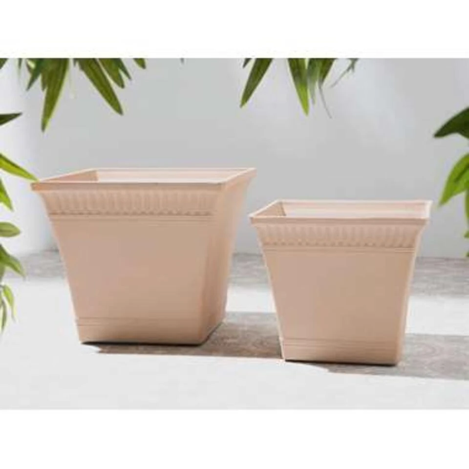 Beliani Plantenbak Voor Buiten PSATHA - Roze Stenenmix, Polyresin 4 Beliani Plantenbak Voor Buiten PSATHA - Roze Stenenmix, Polyresin - Afbeelding 2