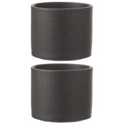 Mica Decorations Bloempot - Donkergrijs - Relief - Keramiek - 13 Cm 7 Mica Decorations Bloempot - Donkergrijs - Relief - Keramiek - 13 Cm -Groene Hoek 1823969846 0103