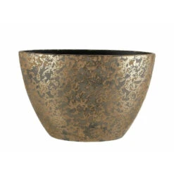 Mica Decorations Bloempot - Goudkleurig - Ovale Schaal - 40 X 26 Cm