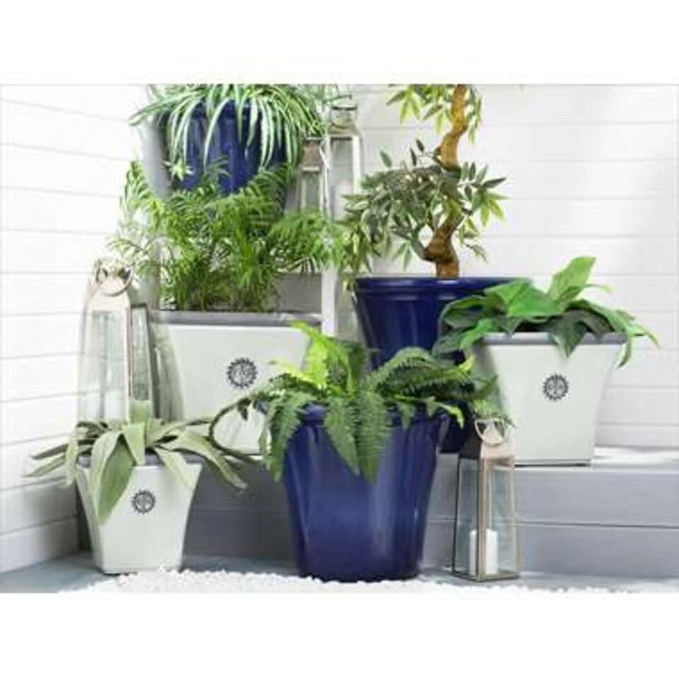 Beliani Plantenbak Voor Buiten KOKKINO - Blauw Klei-vezelmengsel 6 Beliani Plantenbak Voor Buiten KOKKINO - Blauw Klei-vezelmengsel - Afbeelding 4