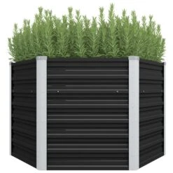 VidaXL Plantenbak Verhoogd 129x129x77cm Gegalvaniseerd Staal Antraciet