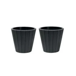 Merkloos Bloempot - Hout Look - Grijs - Kunststof - 40 Cm -Groene Hoek 1980488373 0101